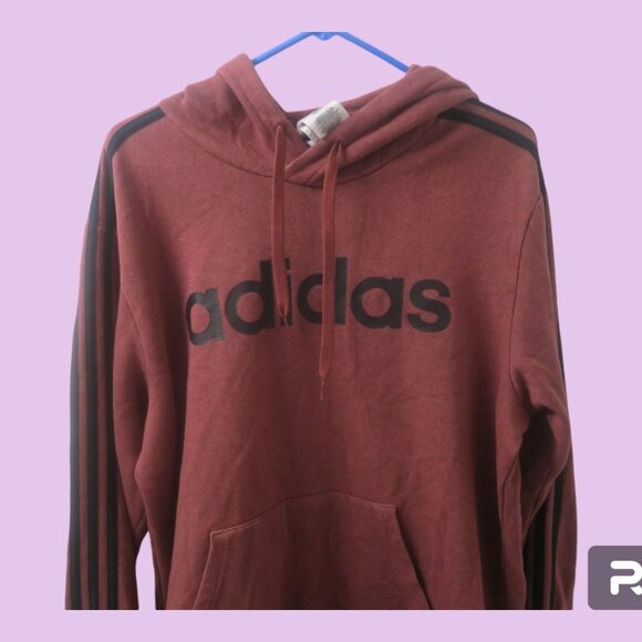 Adidas Men's Essentials 3 Stripes Pullover Fleece GD5375 in legacy red and black - Picture 1 of 8